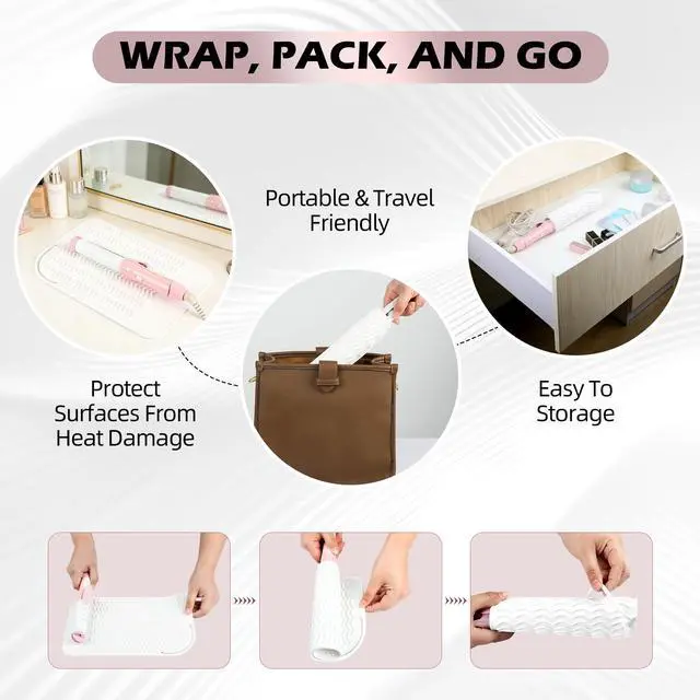 Alt view image 3 of 7 - Silicone Heat Resistant Mat for Hair Tools, 11" x 7.5", White
