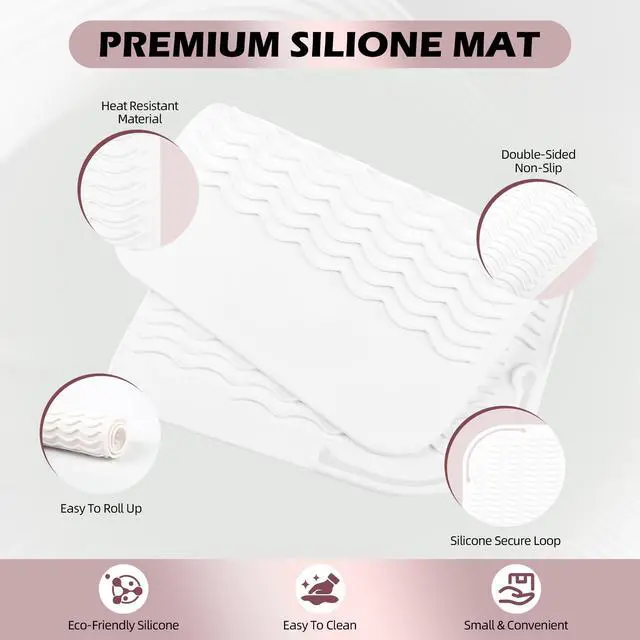 Alt view image 5 of 7 - Silicone Heat Resistant Mat for Hair Tools, 11" x 7.5", White