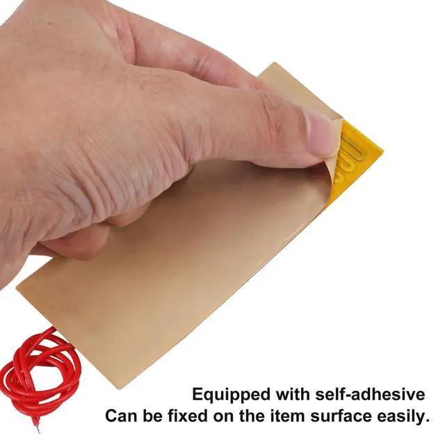 Alt view image 5 of 7 - 6pcs 45mmx100mm Film Heater Plate Adhesive Pad, PI Heating Elements Film 24V 30W Strip Heater Adhesive Polyimide Heater Plate
