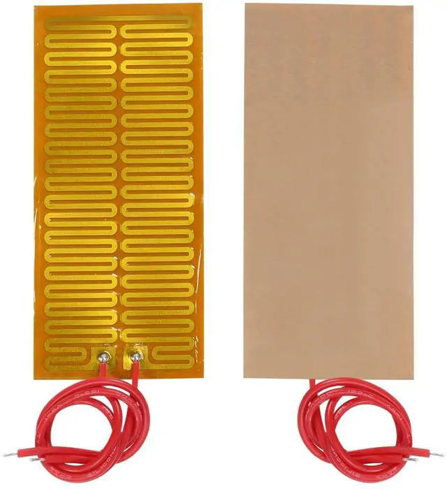 Alt view image 6 of 7 - 6pcs 45mmx100mm Film Heater Plate Adhesive Pad, PI Heating Elements Film 24V 30W Strip Heater Adhesive Polyimide Heater Plate