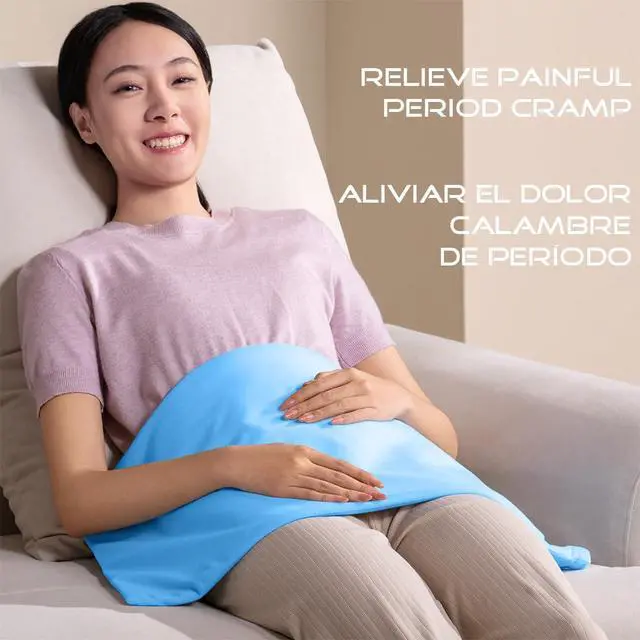 Alt view image 3 of 7 - ® Vinyl Large Heating Pad 3 Timers and Stay on for Back Pain Relief and Cramps, 4 Temperature Settings Hot Electric Heat Pad with Washable Cover Blue (12"x 24")