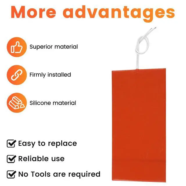 Alt view image 2 of 7 - 12V Silicone Heating Pad Rubber Heat Mat Heated Bed Plate Flexible Waterproof Heating Piece for Battery