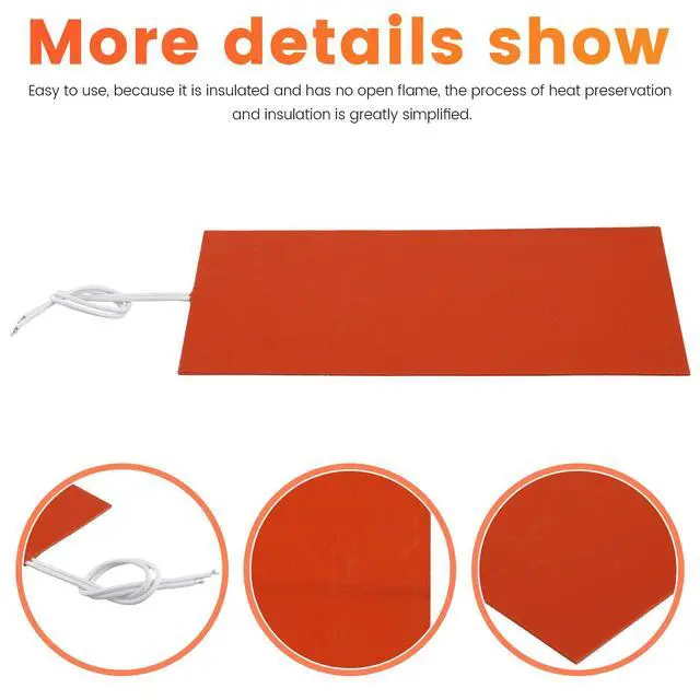 Alt view image 5 of 7 - 12V Silicone Heating Pad Rubber Heat Mat Heated Bed Plate Flexible Waterproof Heating Piece for Battery