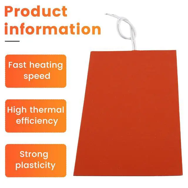 Alt view image 7 of 7 - 12V Silicone Heating Pad Rubber Heat Mat Heated Bed Plate Flexible Waterproof Heating Piece for Battery