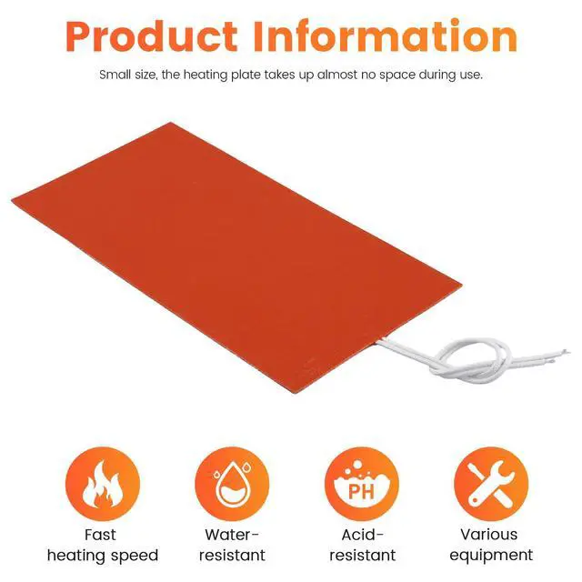Alt view image 6 of 7 - 12V Silicone Heating Pad Rubber Heat Mat Heated Bed Plate Flexible Waterproof Heating Piece for Battery