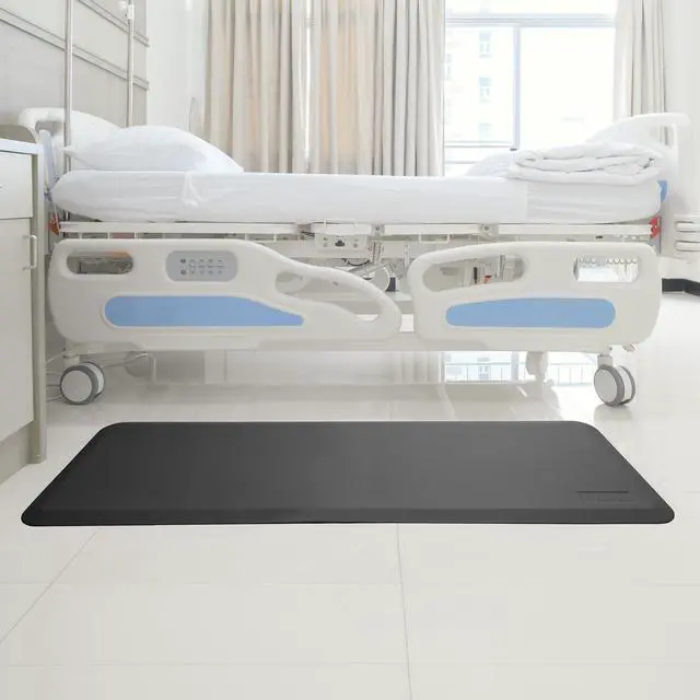 Alt view image 2 of 7 - 73" x 24" Bedside Non-Slip Fall Mat for Elderly - Fall Prevention Anti-Skid Pad with Beveled Edge Anti-Fatigue Floor Mat, Black