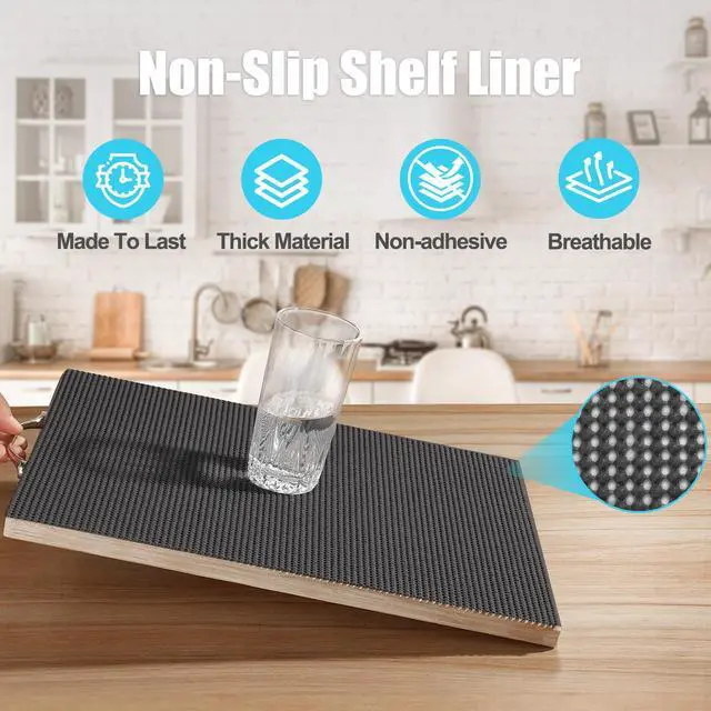 Alt view image 2 of 6 - Non-Slip Shelf Cabinet and Drawer Liner, 12IN x 10FT, Black
