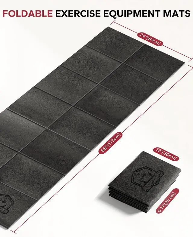 Alt view image 2 of 7 - Treadmill Mat, 55"x24"/68"x24"/79"x35.5" Non-Slip Foldable Exercise Equipment Mat for Walking Pad, Weight Bench, Noise Reducing Shock Absorbing Floor Protector for Home Gym, Carpet & Hardwood Floors