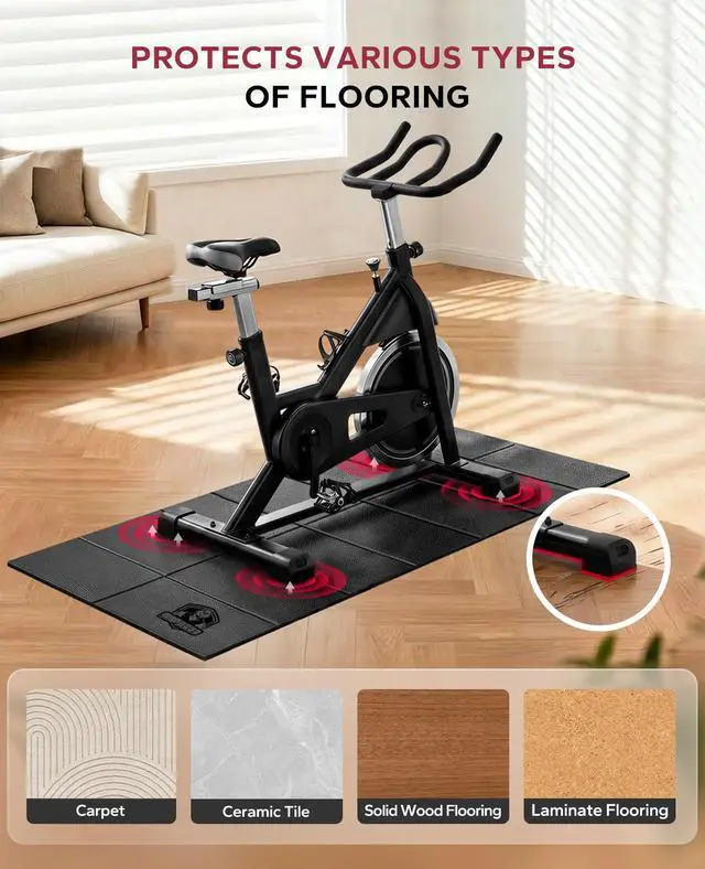 Alt view image 5 of 7 - Treadmill Mat, 55"x24"/68"x24"/79"x35.5" Non-Slip Foldable Exercise Equipment Mat for Walking Pad, Weight Bench, Noise Reducing Shock Absorbing Floor Protector for Home Gym, Carpet & Hardwood Floors