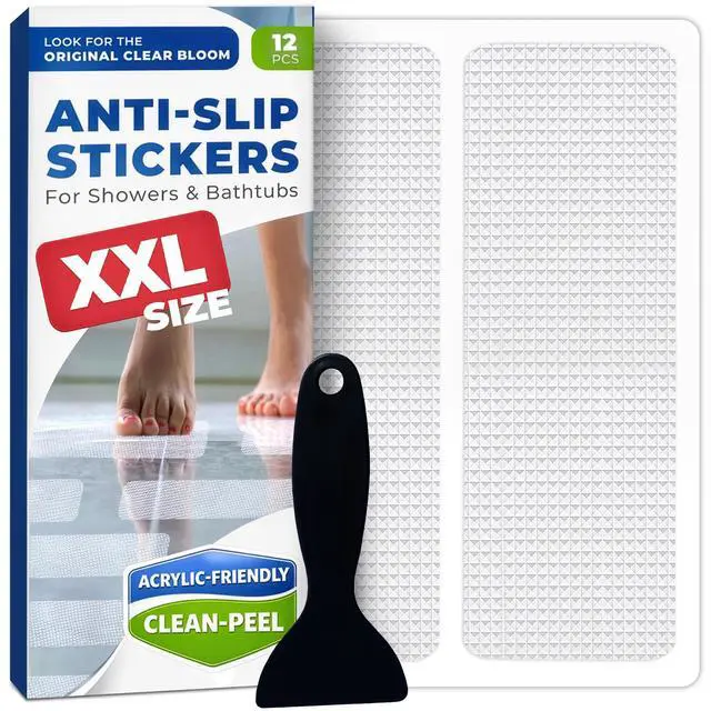 Main image of XXL Anti Slip Shower Stickers 12 PCS, Non-Slip Bath Tub Strips, Clear