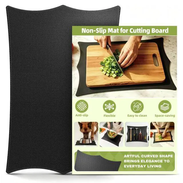 Main image of Non Slip Mat for Cutting Boards Prevent Cutting Injuries, Black, 9In x 14In