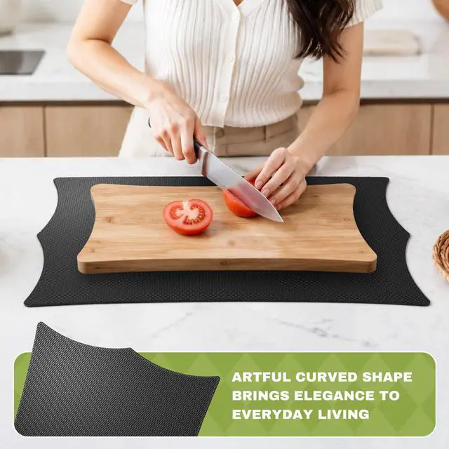 Alt view image 2 of 6 - Non Slip Mat for Cutting Boards Prevent Cutting Injuries, Black, 9In x 14In