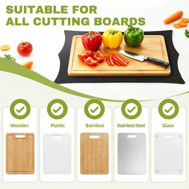 Alt view image 4 of 6 - Non Slip Mat for Cutting Boards Prevent Cutting Injuries, Black, 9In x 14In
