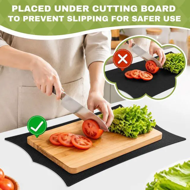 Alt view image 5 of 6 - Non Slip Mat for Cutting Boards Prevent Cutting Injuries, Black, 9In x 14In