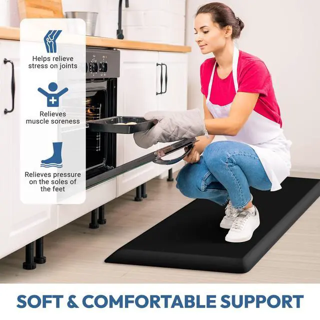Alt view image 4 of 7 - 4/5 Inch Thick Kitchen Mat - Cushioned Anti Fatigue Mat for Kitchen Floor