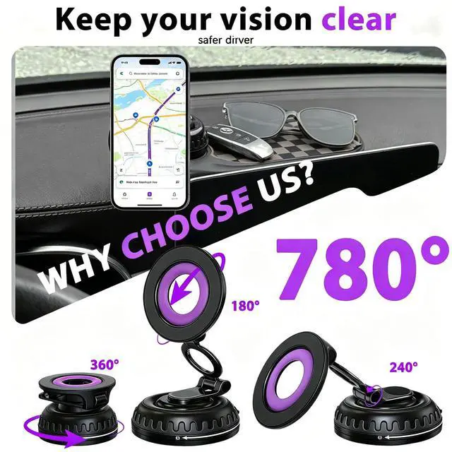 Alt view image 5 of 7 - 2026 Upgraded Car Phone Mount, 360° Adjustable Magnetic Anti-Slip Mat-Gray