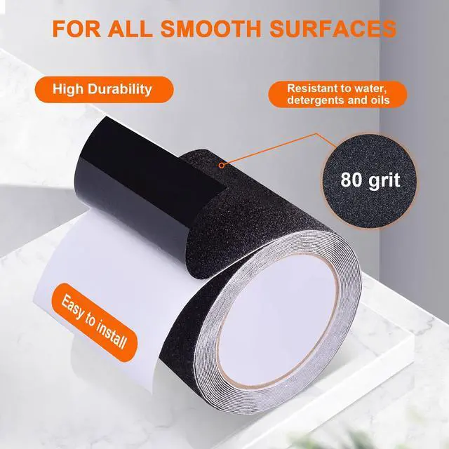 Alt view image 2 of 7 - Anti Slip Tape, Waterproof Self Adhesive Black 4"x32.8Ft Grip Tape