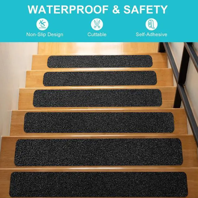 Alt view image 3 of 7 - Anti Slip Tape, Waterproof Self Adhesive Black 4"x32.8Ft Grip Tape