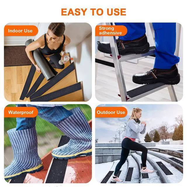 Alt view image 6 of 7 - Anti Slip Tape, Waterproof Self Adhesive Black 4"x32.8Ft Grip Tape