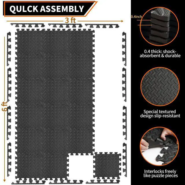 Alt view image 2 of 7 - 18PCS Anti-Slip EVA Foam Floor Tiles for Gym, Yoga & Kids Play
