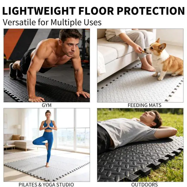 Alt view image 3 of 7 - 18PCS Anti-Slip EVA Foam Floor Tiles for Gym, Yoga & Kids Play