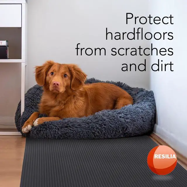 Alt view image 4 of 7 - Black Plastic Floor Runner - Embossed Wide Rib Waterproof Vinyl, Heavy Duty Protector Mat for Indoor Hardwood, Hard Floors, Garage, Entryway, Kitchen, & Outdoor Use, 27 x 6, Made in the USA