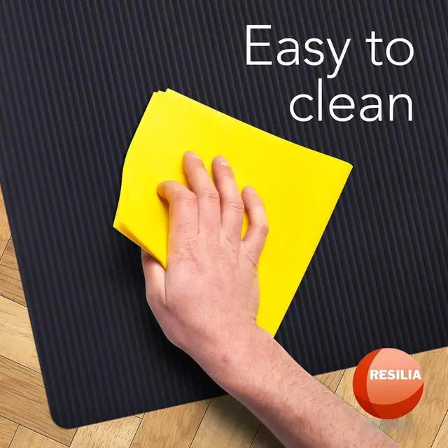 Alt view image 5 of 7 - Black Plastic Floor Runner - Embossed Wide Rib Waterproof Vinyl, Heavy Duty Protector Mat for Indoor Hardwood, Hard Floors, Garage, Entryway, Kitchen, & Outdoor Use, 27 x 6, Made in the USA