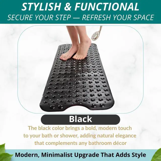 Alt view image 5 of 6 - Non-Slip Bath & Shower Mat 40x16 Extra Long, Suction & Drain Holes