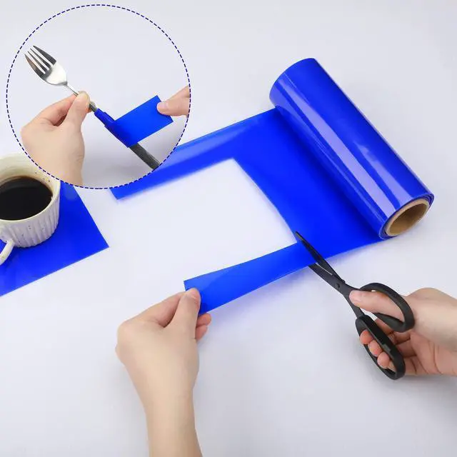Alt view image 3 of 7 - 2 Rolls Non Slip Material Roll, 8 Inch x 3.25 ft Silicone Roll Cut to Size Blue Non Slip Mat Large Table Pads for Baking Drawer Crafts Counter Eating Aids Drawer