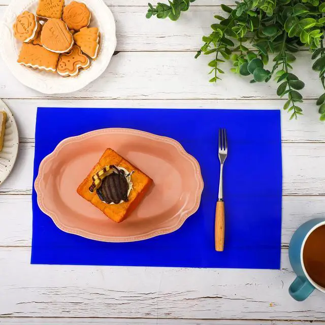 Alt view image 5 of 7 - 2 Rolls Non Slip Material Roll, 8 Inch x 3.25 ft Silicone Roll Cut to Size Blue Non Slip Mat Large Table Pads for Baking Drawer Crafts Counter Eating Aids Drawer
