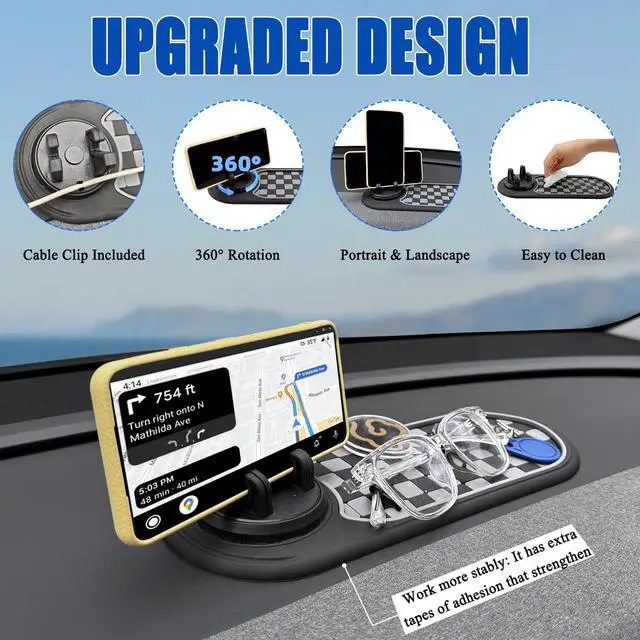 Alt view image 2 of 7 - 2 Pack Upgraded Anti Slip Mat for Car Dashboard with Improved Phone Holder