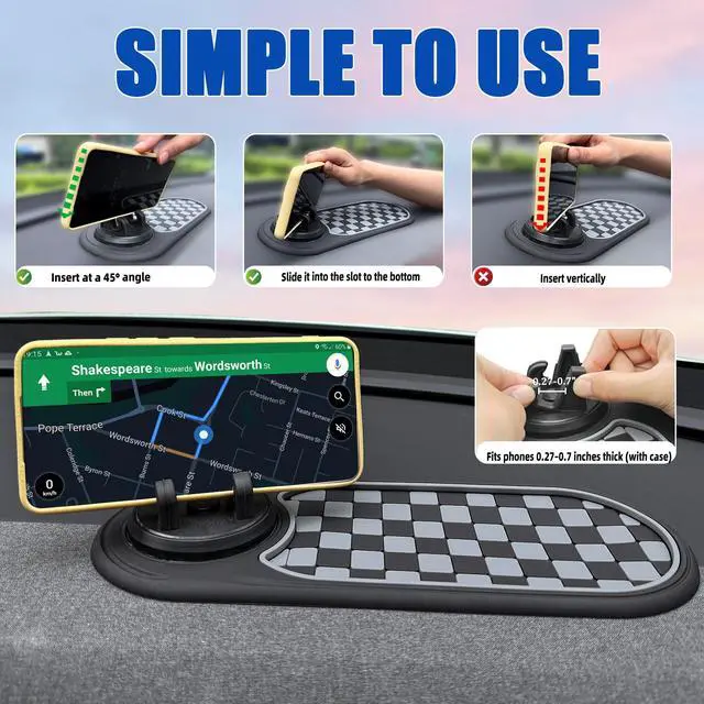 Alt view image 6 of 7 - 2 Pack Upgraded Anti Slip Mat for Car Dashboard with Improved Phone Holder