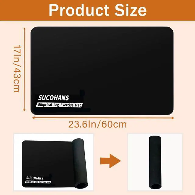 Alt view image 2 of 6 - Black Under Desk Elliptical Mat 23.6" x 17", Non-Slip Mat for Stepper