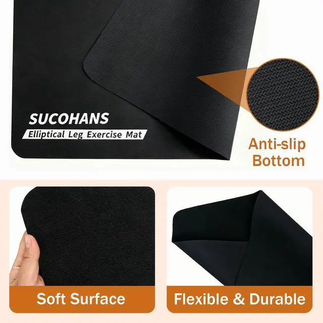 Alt view image 3 of 6 - Black Under Desk Elliptical Mat 23.6" x 17", Non-Slip Mat for Stepper