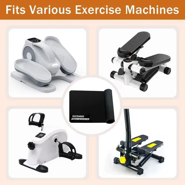 Alt view image 6 of 6 - Black Under Desk Elliptical Mat 23.6" x 17", Non-Slip Mat for Stepper
