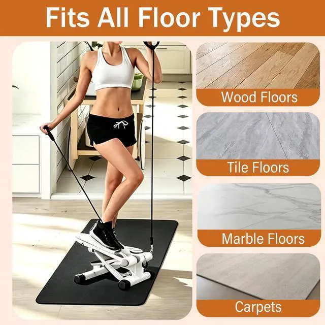 Alt view image 5 of 6 - Black Under Desk Elliptical Mat 23.6" x 17", Non-Slip Mat for Stepper