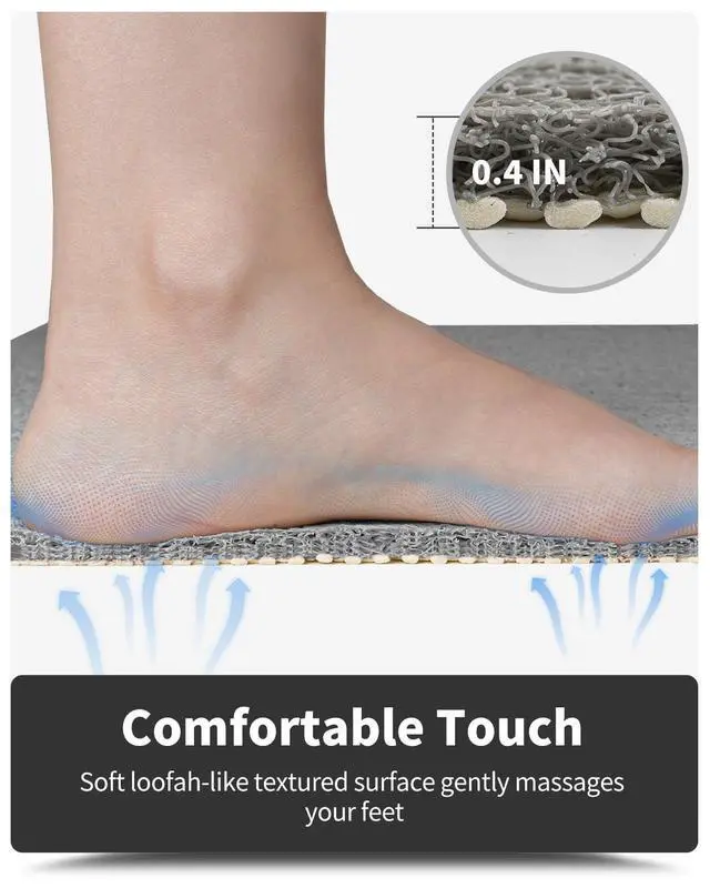 Alt view image 3 of 6 - Non-Slip Bathtub Mat, 16x24 Inch, Shower Mats for Bath Tub, PVC Loofah Bathroom Mats for Wet Areas, Quick Drying Foot Scrubber Mat