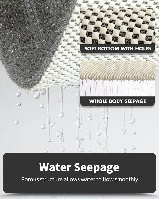Alt view image 4 of 6 - Non-Slip Bathtub Mat, 16x24 Inch, Shower Mats for Bath Tub, PVC Loofah Bathroom Mats for Wet Areas, Quick Drying Foot Scrubber Mat
