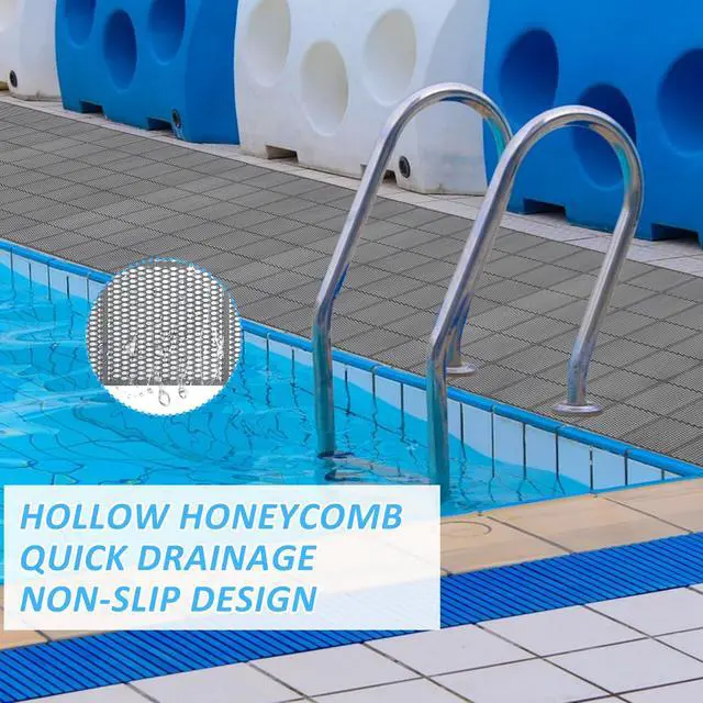 Alt view image 5 of 7 - 3 x 10FT Drainage Pool Flooring Mats Non Slip Swimming Pool Mat PVC Splash Matting Mesh Hollow Doormat Roll for Outdoor Indoor Garage Restaurant Sauna SPA Heavy Duty Commercial Anti Slip Floor Mats