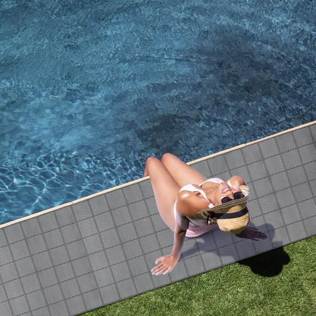 Alt view image 6 of 7 - 3 x 10FT Drainage Pool Flooring Mats Non Slip Swimming Pool Mat PVC Splash Matting Mesh Hollow Doormat Roll for Outdoor Indoor Garage Restaurant Sauna SPA Heavy Duty Commercial Anti Slip Floor Mats