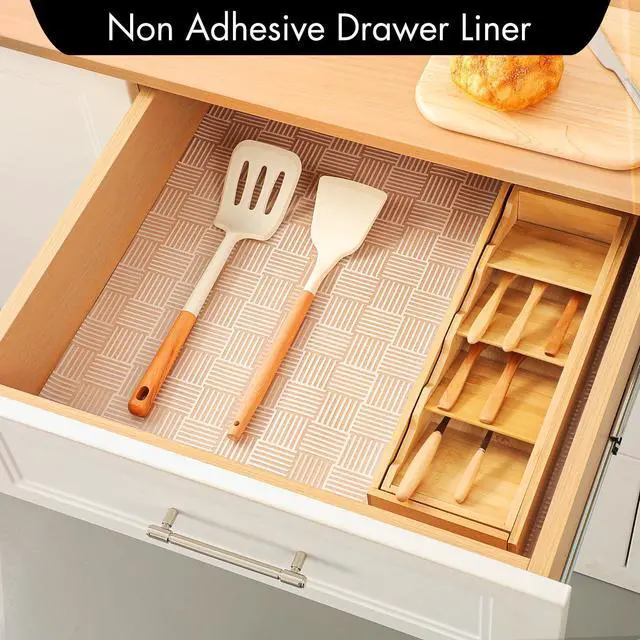 Alt view image 2 of 7 - Shelf and Drawer Liner for Kitchen Cabinets Non-Adhesive, Waterproof, Non-Slip Cabinet Liners for Scratch Protection, Desk, Refrigerator, Shelves, Drawers with Modern Pattern