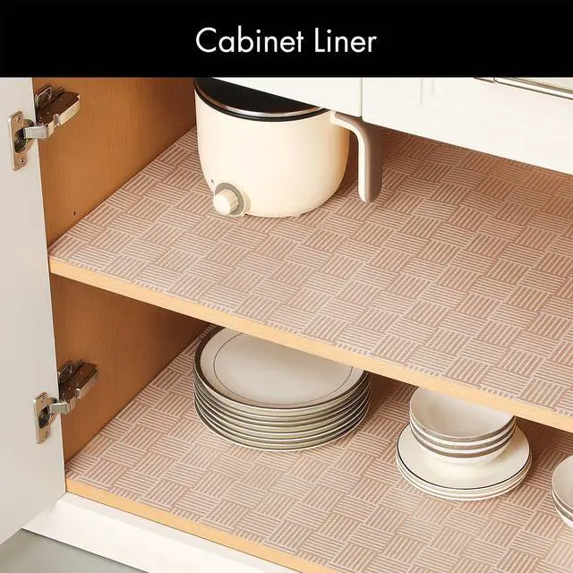 Alt view image 6 of 7 - Shelf and Drawer Liner for Kitchen Cabinets Non-Adhesive, Waterproof, Non-Slip Cabinet Liners for Scratch Protection, Desk, Refrigerator, Shelves, Drawers with Modern Pattern