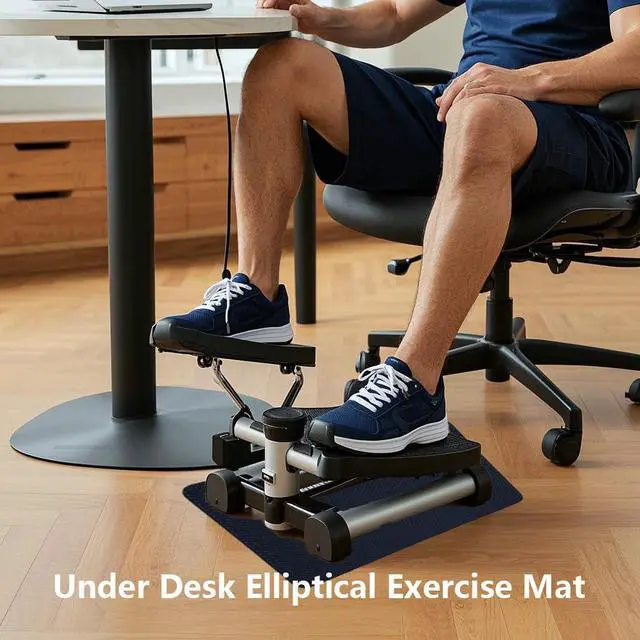Alt view image 4 of 7 - Double-Sided Non Slip Mat for Stepper Exercise Machine & Under Desk Mini Elliptical Exercise Equipment, Small Workout Floor Protection Mat for Seated Pedal Exerciser, Indoor Cycling Bike