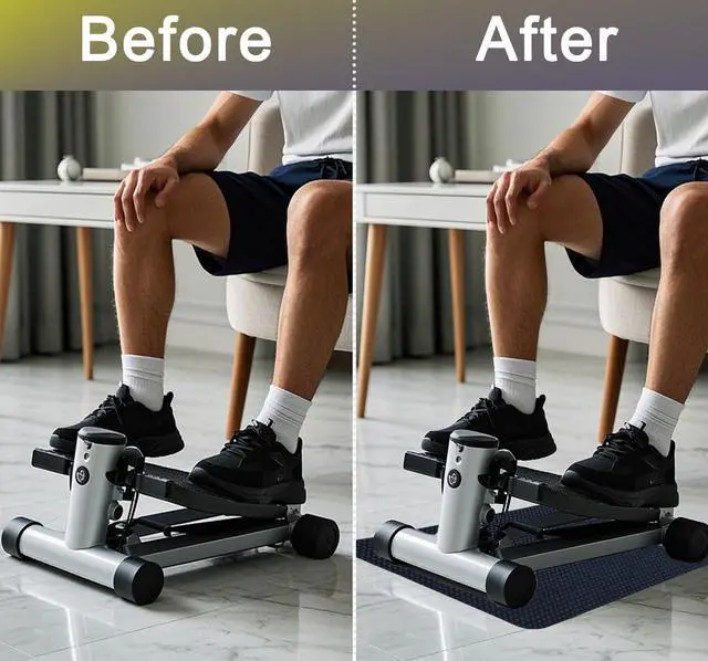 Alt view image 6 of 7 - Double-Sided Non Slip Mat for Stepper Exercise Machine & Under Desk Mini Elliptical Exercise Equipment, Small Workout Floor Protection Mat for Seated Pedal Exerciser, Indoor Cycling Bike