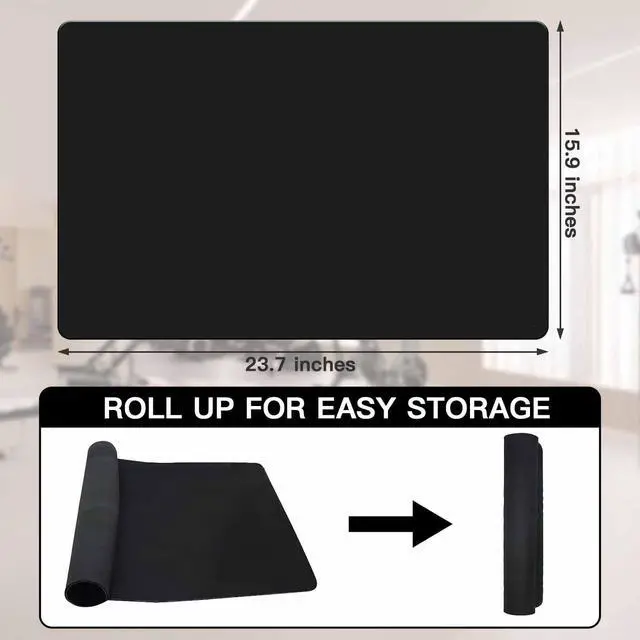 Alt view image 2 of 7 - Non-Slip Elliptical Machine Mat - Durable Workout Mat for Under Desk Ellipticals, Seated Foot Pedal Exercisers, Floor Protection & Stability for Home Gym Equipment (23.7" x 15.9") (Black)