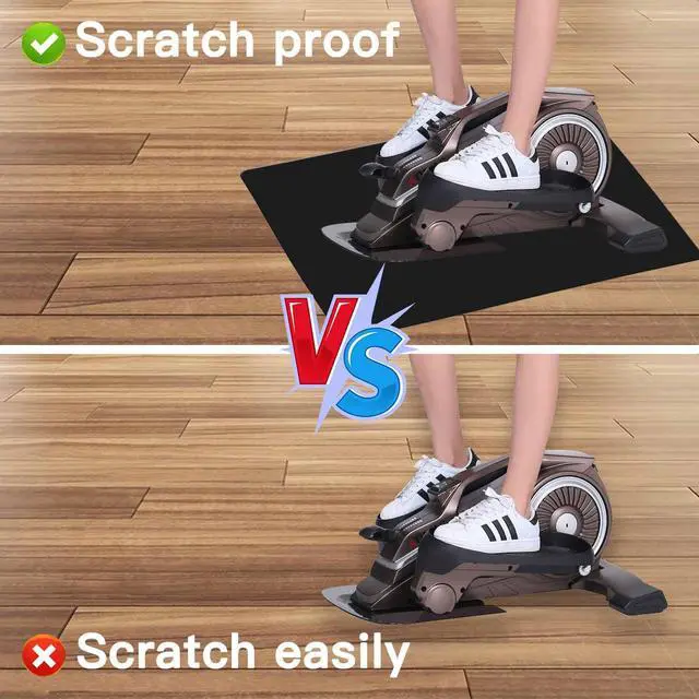 Alt view image 3 of 7 - Non-Slip Elliptical Machine Mat - Durable Workout Mat for Under Desk Ellipticals, Seated Foot Pedal Exercisers, Floor Protection & Stability for Home Gym Equipment (23.7" x 15.9") (Black)