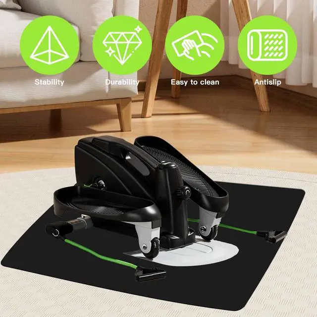 Alt view image 4 of 7 - Non-Slip Elliptical Machine Mat - Durable Workout Mat for Under Desk Ellipticals, Seated Foot Pedal Exercisers, Floor Protection & Stability for Home Gym Equipment (23.7" x 15.9") (Black)