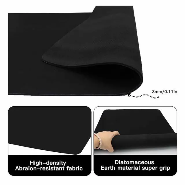 Alt view image 5 of 7 - Non-Slip Elliptical Machine Mat - Durable Workout Mat for Under Desk Ellipticals, Seated Foot Pedal Exercisers, Floor Protection & Stability for Home Gym Equipment (23.7" x 15.9") (Black)