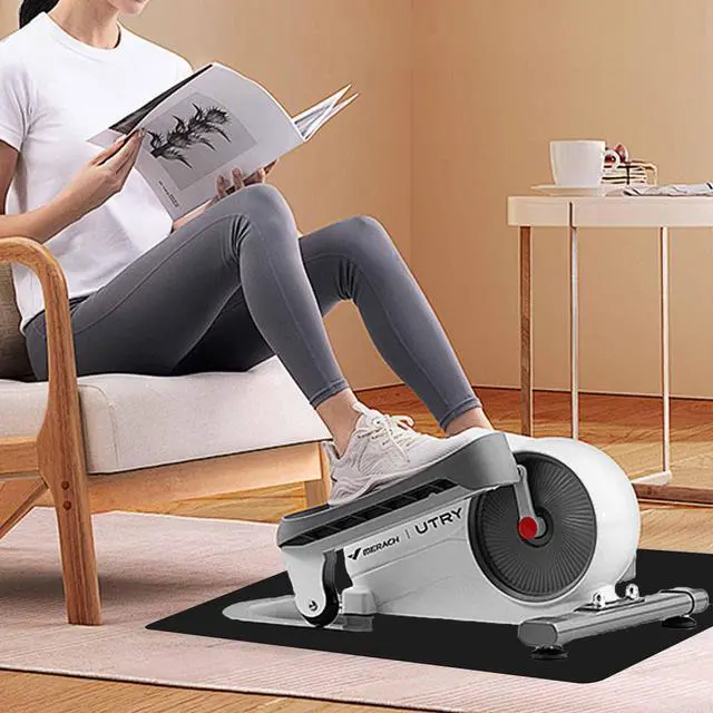 Alt view image 7 of 7 - Non-Slip Elliptical Machine Mat - Durable Workout Mat for Under Desk Ellipticals, Seated Foot Pedal Exercisers, Floor Protection & Stability for Home Gym Equipment (23.7" x 15.9") (Black)