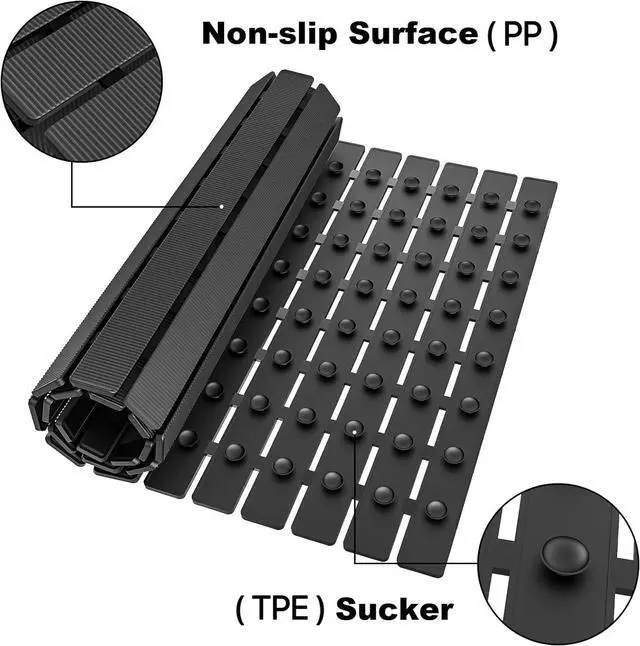 Alt view image 2 of 7 - Shower Mat Non Slip Bathtub Mat with Suction Cups and Drain Holes 27.5 x15.7 Inch Bath Mat for Tub & Shower.Easy Dry,Easy to Cut,Eco-Friendly